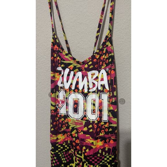 ZUMBA Wear Colorful Jumpsuit Spicy One Piece Athletic 2001 Y2K Dance Yoga Sz M - Picture 3 of 10